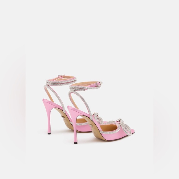 Mach & Mach Double Bow Satin Pumps Pink 110mm - Picture 5 of 14